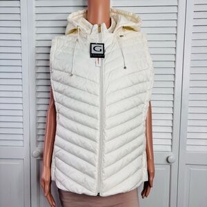 New GALLERY Ivory Quilted Puffer Vest Size XXL